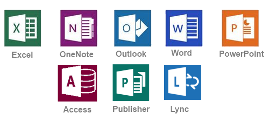 Iconos de Microsoft Profesional Plus 2013 