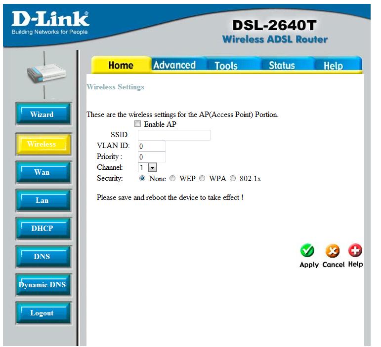 DSL-2640T: Configuraciòn Wireless